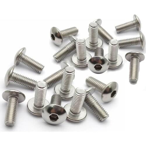 20pcs Stainless steel Big Flat Round Head Inner Hexagon Screw Bolt M6 6mm M5 5mm for Motorcycle Scooter ATV Moped Plastic Cover