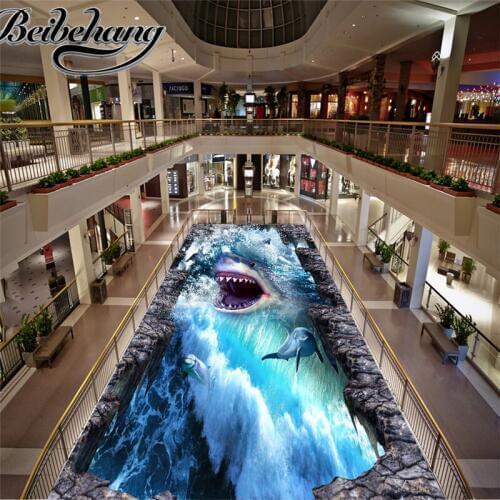 Beibehabg Custom modern 3d 3d wall stickers living room waterproof creative floor stickers toilets to paste stickers water koi