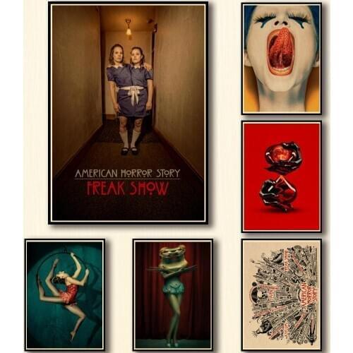42 Designs TV Show American Horror Story Kraftpaper Poster Artwork Painting Fancy Wall Sticker for Coffee House Bar