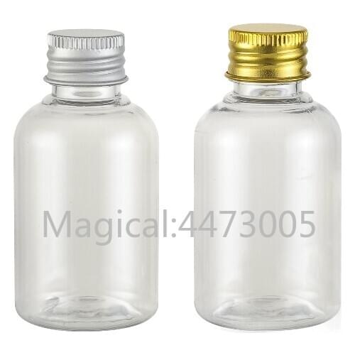 50pcs/lot 50ml PET Cosmetic Empty Clear Emulsion Refillable Lotion Bottle with Aluminum Lid,DIY Portable Makeup Liquid Package