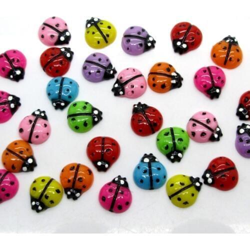 50Pcs Resin Mixed Ladybug Decoration Crafts Flatback Cabochon Scrapbooking Fit Hair Clips Embellishments Beads Diy