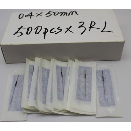 500pcs 0.4mm*50mm 3RL Disposable Eyebrow Tattoo Needle Steel Permanent Makeup Machine Needle For Tattoo Machine Gun Pen