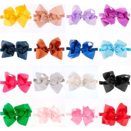 Yundfly 20pcs/lot Baby Girls Big Bows Hair Accessories Child Headband Elastic Hair Bands Ribbon Bows Kids Hair Bows Headwear