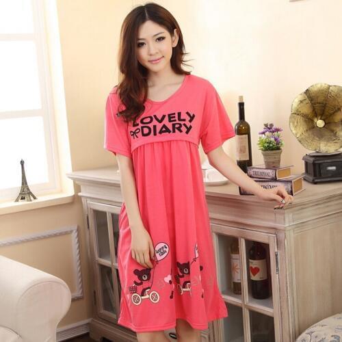Freesize nursing maternity pajamas breastfeeding dresses for pregnant women soft cotton nightwear short sleeve pyjamas drop ship