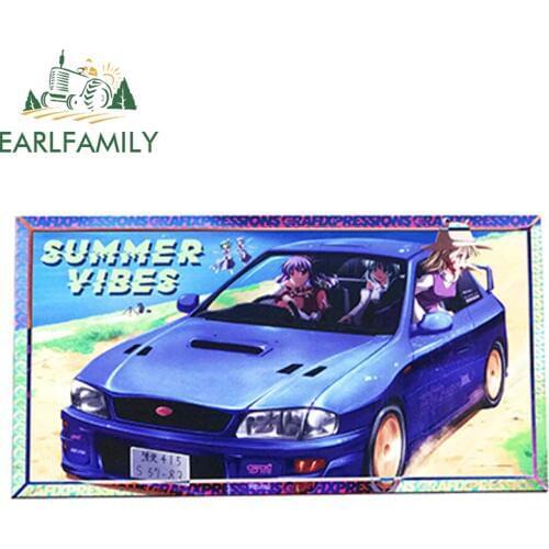 EARLFAMILY 13cm x 6.9cm LIMITED EDITION Summer Vibes Slap Sticker Cartoon Car Bumper Decal Funny Car Stickers