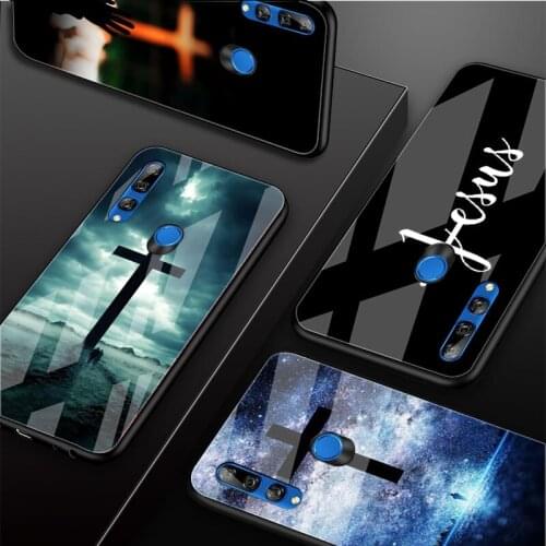 Jesus Cross Tempered Glass Phone Case For Huawei honor 8X 9 10i 20i 20Lite 20Pro 30 Pro Cover Shell