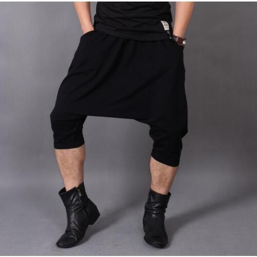 Original news spring 2020 casual male summer capris men baggies loose mens harem pants big crotch pants men collapse pants black