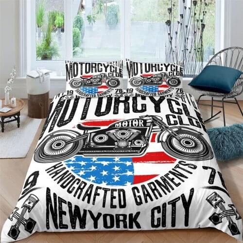 Bedding Set Duvet Cover 3D Motorcycle Race 2/3pcs With Pillwcase King Queen Bedding Sets Polyester Home Textiles