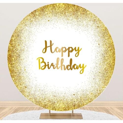 Round Backgrounds For Photography Golden Dots Birthday Party Theme Customized Banner Stage Circle Backdrop Photocall Photostudio