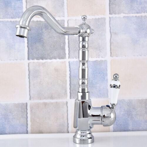 Bathroom Faucet Polished Chrome Single Handle Hot & Cold Water Mixer Taps Wash Basin Kitchen Deck Mounted Faucet Nsf637