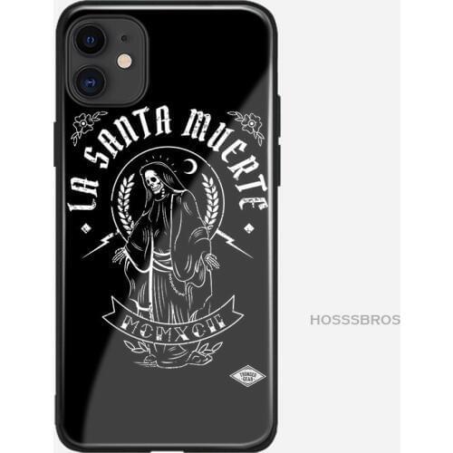 Black Dark art la santa muerte soft silicone glass Phone case shell cover For iPhone 6 6S 7 8 Plus X XR XS 11 12 mini Pro Max