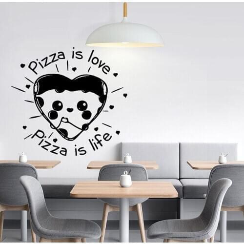 Pizza Wall Decal Quote Kitchen Decor Cafe Pizzeria Decor Wall Sticker Pizza Wall Decor Vinyl Art Decal Removable Mural C964