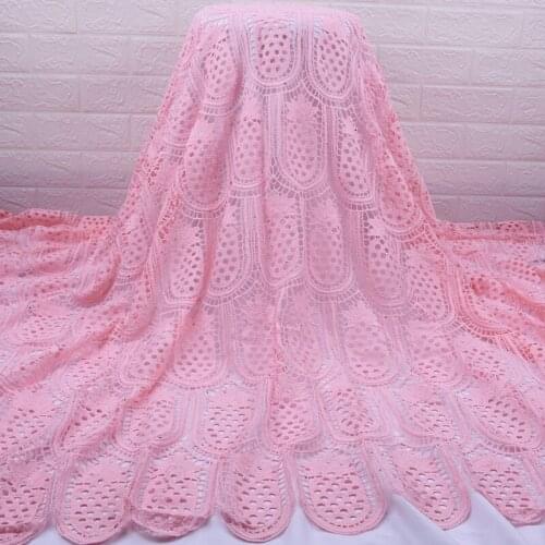 Nigerian Guipure Cord French Lace Fabric High Quality 2020 African Cord Peach Lace Fabric Soft Water Soluble Lace For Wedding