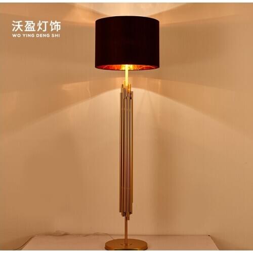 Nordic designer gold floor lamp post-modern living room bedroom study stylish atmosphere cloth floor lamp