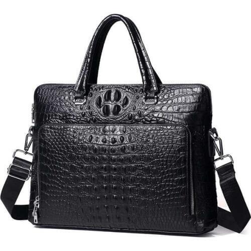 New Luxury Cow Real Genuine Leather Business Mens Briefcase Male Briefcase Shoulder Bag Alligator Messenger Tote Computer Bag