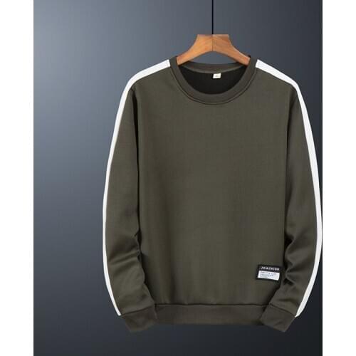 Autumn and winter casual long-sleeved round neck plus velvet warm mens sweatershirt solid color pullover hoodie sweatshirt coat