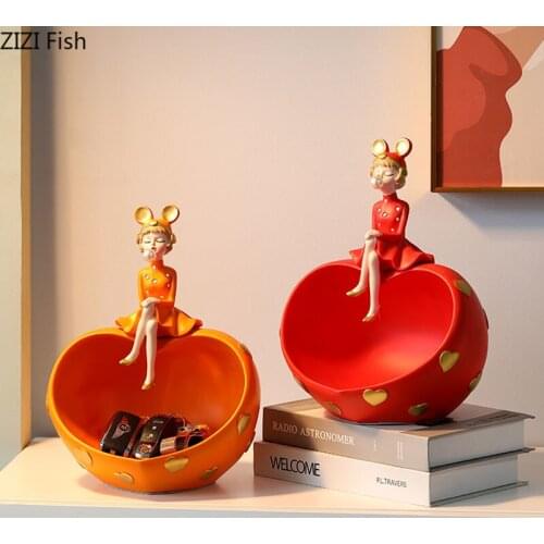 Bubble Girl Trays Decorative Fruit Dish Storage Tray Character Resins Jewelry Dish Abstract Ornaments Home Decoration Modern