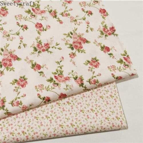 Rose Floral Cotton Fabric Per Half Meter Children Dress Cloth 2021 for diy Sewing Skirt Material Hometextile Clothes 160x50cm