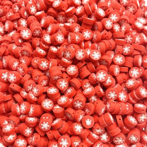 30pcs/lot 10mm Christmas Pattern Beads Polymer Clay Spacer Loose Beads for Jewelry Making DIY Hand Chain Necklace Accessories #C