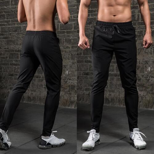 Running Gym Pants Men Breathable Silk Workout Tracksuit Sweatpants Drawstring High Quality Zipper Pocket Sports Trousers
