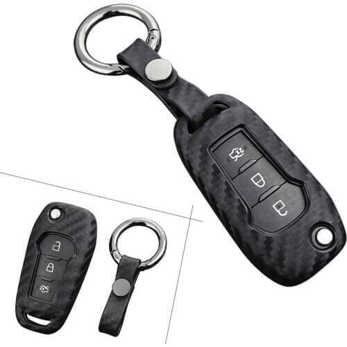 Carbon Fiber ABS Car Key Case Holder Protector Cover Accessories For Ford Mondeo Ranger Explorer F-150 Ecosport F150