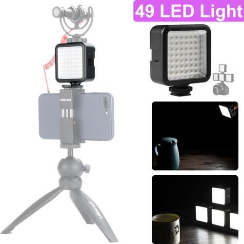 Ulanzi Ultra Bright 49 LED Video Light with 3 Hot Shoe Dimmable High LED Smartphone Video Light for Canon Nikon Smartphone