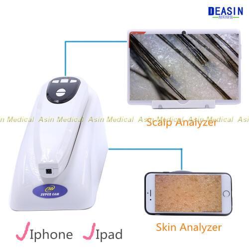 High-tech Wifi wireless Scalp Hair Microscope Analyzer Skin Detector Analyzer camera with base
