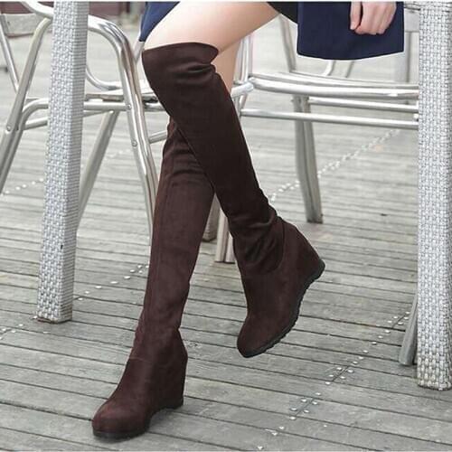 Women Boots 2020 Autumn Winter Ladies Fashion Flat Bottom Boots Shoes Over The Knee Thigh High Suede Long Boots