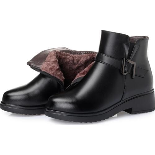 100% Natural Full Genuine Leather Boots Inside Plush / Wool Warm Comfort Women Shoes Snow Boots New Plus Size Winter Women Boots