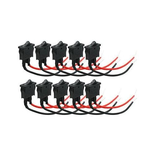 Free shipping!10 Pcs ON/OFF Panel Mounting Dual Wire SPST Snap in Boat Rocker Switch 12VDC 5A