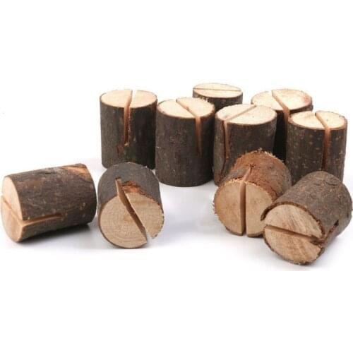 10pcs Rustic Wooden Stump Place Card Holder Number Name Menu Table Stand Picture Photo Clip Wedding Party Supplies