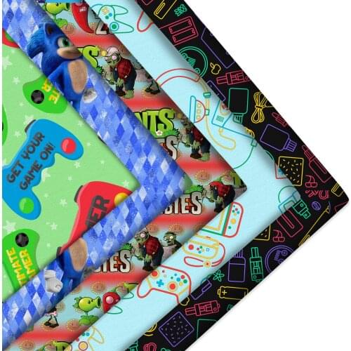 20*33cm Cartoon Scrawl Game Ordinary Faux Synthetic Leather Fabric For Bows Crafts DIY Handmade Material cuero,1Yc18986