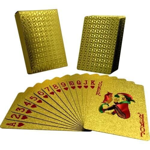 24K Gold Playing Cards Poker Game Deck Gold Foil Poker Set Plastic Magic Card Waterproof Cards Magic
