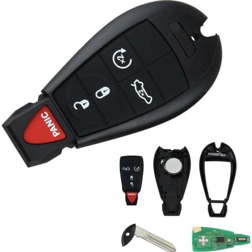 5 Buttons Uncut Keyless Entry Remote Car Key Fob Trunk Remote Start for Chrysler Dodge Challenger Charger Durango 2008-2014