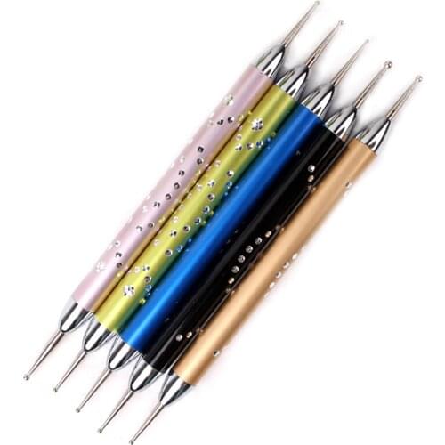 5Pcs/Set Double Spiral Dotting Pen Nail Art Marbleizing Dotting Manicure Tools Point Drill Pen Nail Dotter Tool For Nai Art