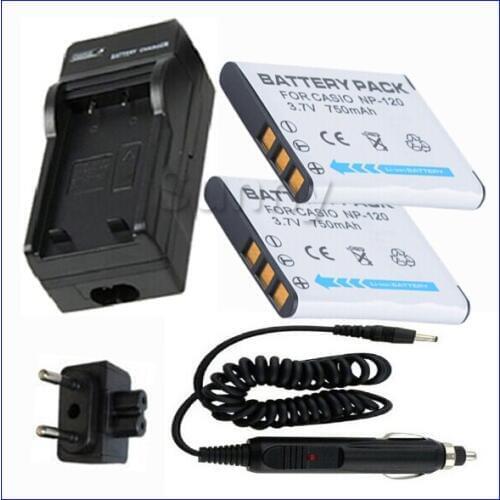 Battery (2-Pack) + Charger for Casio Exilim EX-ZS10BE,EX-ZS12BE,EX-ZS20WE,EX-ZS30PK,EX-ZS30PE,EX-ZS30WE,EX-S200BE Digital Camera