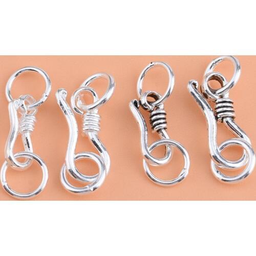 S925 sterling silver silver silver button accessories, question Mark Button, Double Ring , hand-made necklace accessories