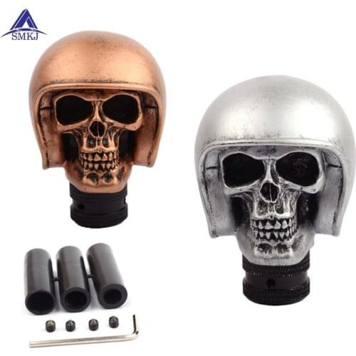 Car Decoration Gold Face Gold Hat Skull Soldier Gear Shift Knob Automatic Manual Handle Shifter Knob Lever