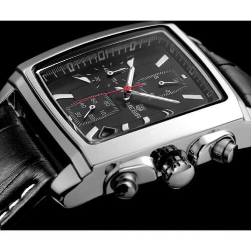 MEGIR Original Quartz Watch Men Top Brand Luxury Army Military Watches Leather Dress Wristwatch Clock Men 2028 Relogio Masculino