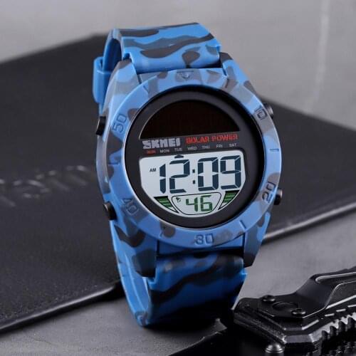 Fashion Solar Power Watch Sports Watch Men Chrono Alarm LED Digital Wristwatches Waterproof Student Military Watches SKMEI Brand