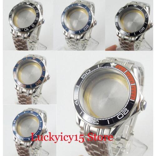 7 Models Watch Case 41mm Stainless Steel with Sapphire Glass Mental Strap Fit ETA2836 MIYOTA Movement