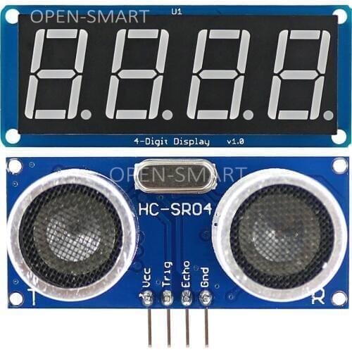 HC-SR04 Ultrasonic Sensor Kit Distance Measuring Module + 4-Digit Display Module for Arduino UNO R3