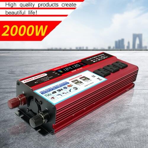 Solar Power Inverter High Efficiency Pure Sine Wave Inverter Home Car RV Solar Power Converter LCD Display DC 12V to 110V AC