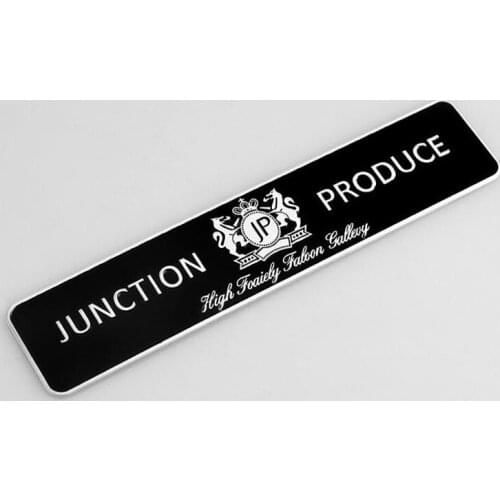 JP Junction Produce Black Thin Aluminum Drawing Car Styling Emblem Badge Cool 3D Sticker Logo for VIP Car Long Square / Shield