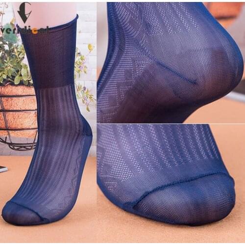 10 Pairs/Lot Man Fathers Short Socks Nylon Solid Striped Breathable Loose Elastic Vintage Party Dress Long Socks EU39-46