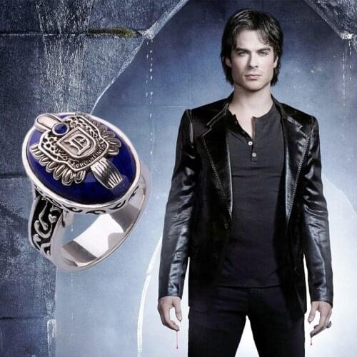 MIQIAO Silver Plated The Vampire Diaries TV Fans Retro Vintage Boho Punk Rings for Men Women Couple Friends Gift Jewelry Bague