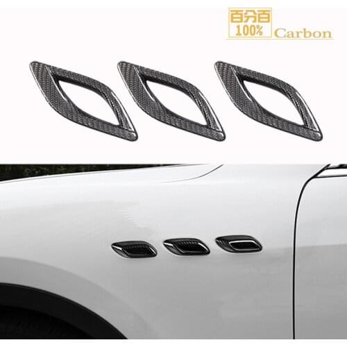 Side Wing Air Flow Marker Fender Intake Vent Cover Trim For Maserati Quattroporte Real Carbon Fiber