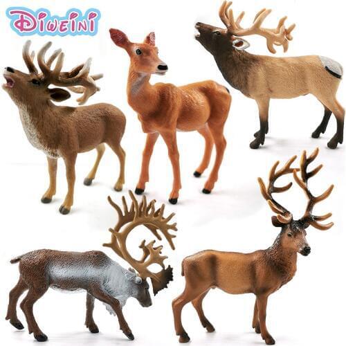 New Sika Deer Simulation Reindeer Elk animal model action figure home decor boy girl Gift For Kids Educational toys for children