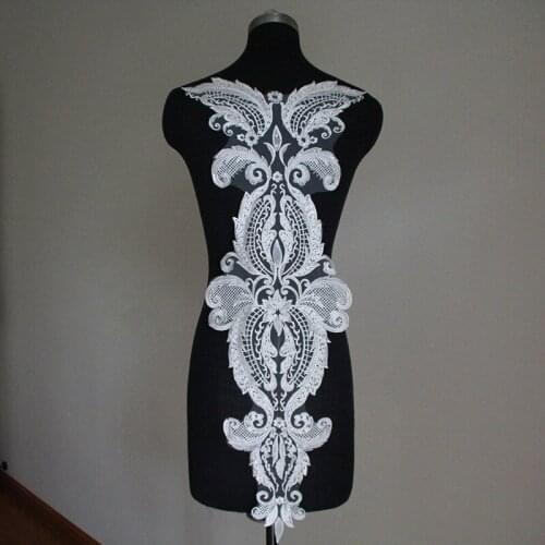 2021 new European mesh yarn embroidered lace applique yarn wedding dress DIY material lace appliques