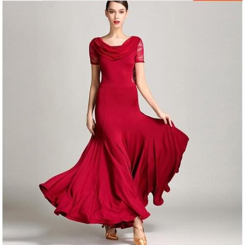 New Fashion Red Ballroom dance dress Waltz foxtrot Modern dance costumes Stage Tango